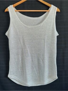 Lew Magram Collection Silver Ribbed Sparkle Tank Shirt Large Vintage